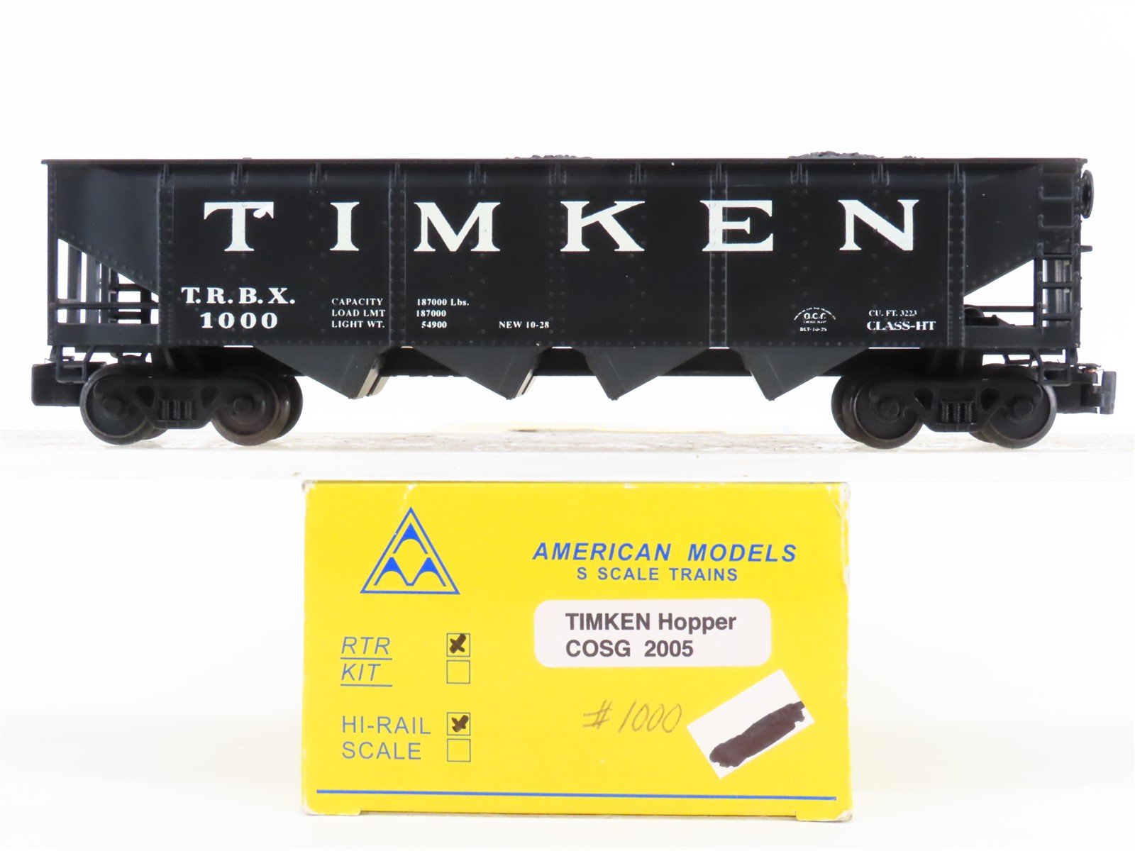 S Scale American Models COSG 2005 TRBX Timken 4-Bay Hopper #1000 w/ Load