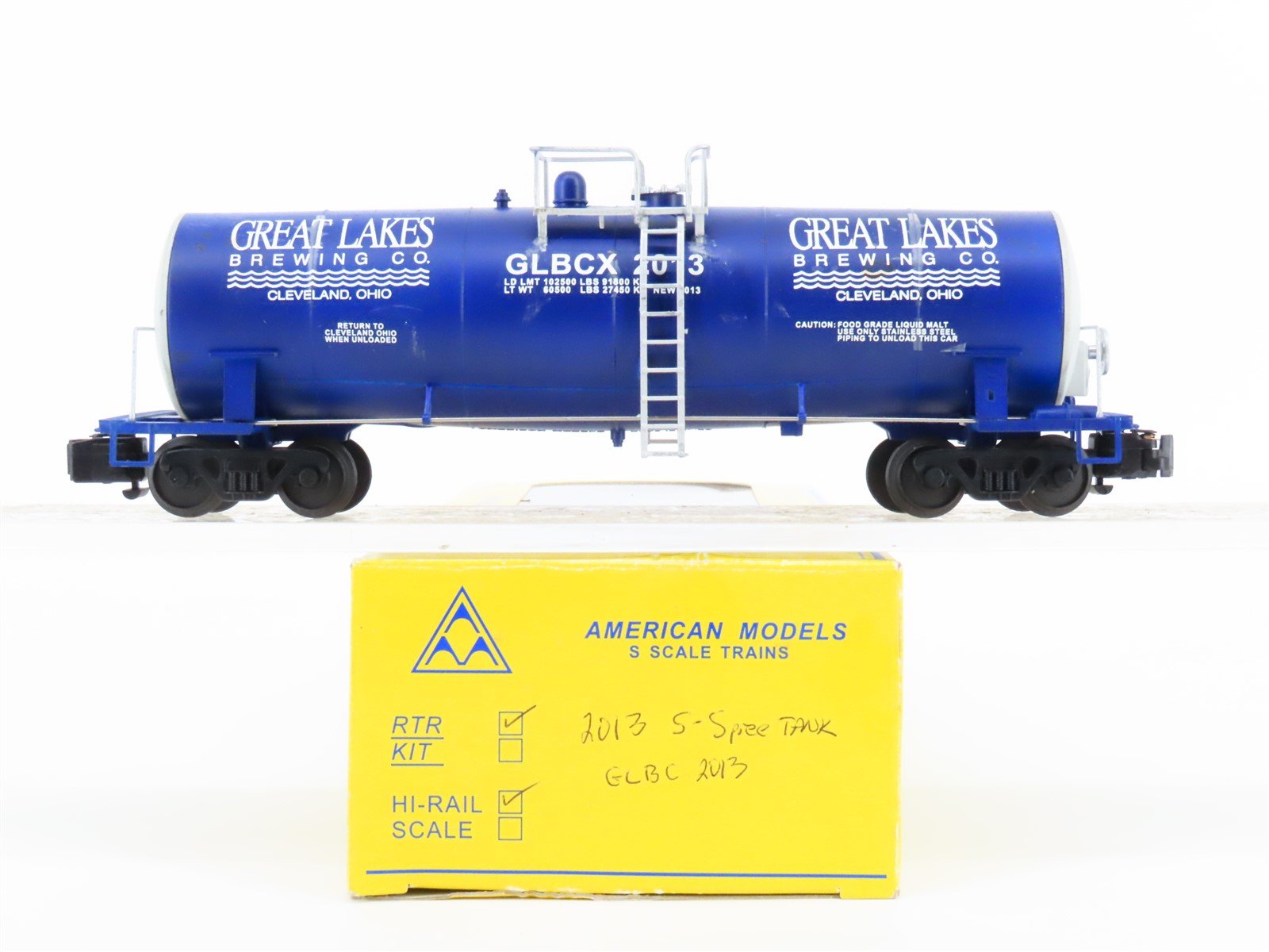 S Scale American Models GLBCX Great Lakes Brewing Tank Car #2013 Custom