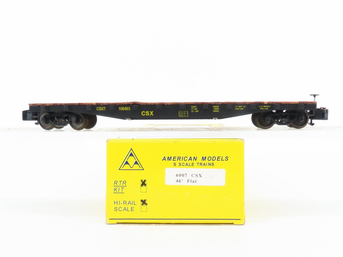 S Scale American Models 6007 CSXT 46&#39; Flat Car #106493