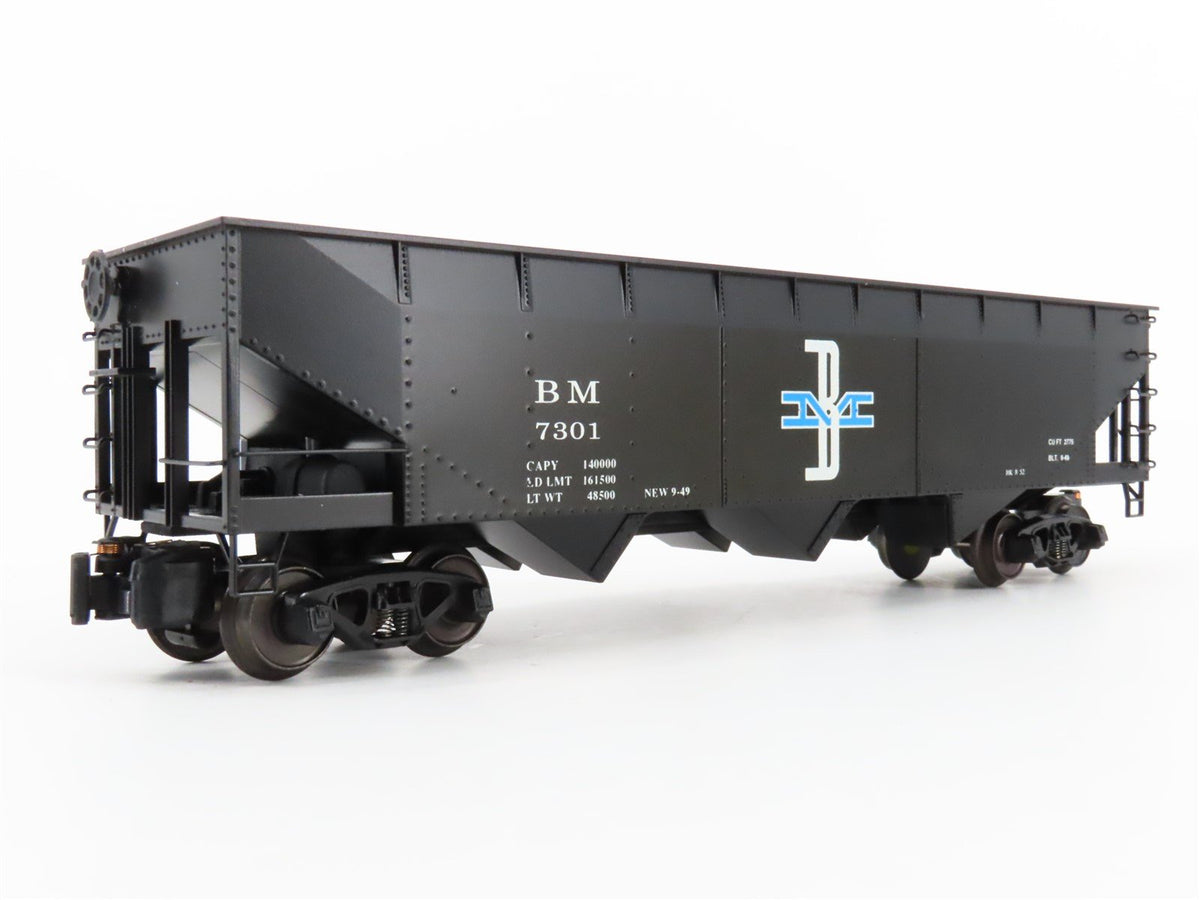 S Scale American Models 3353 BM Boston &amp; Maine Railroad 3-Bay Open Hopper #7301