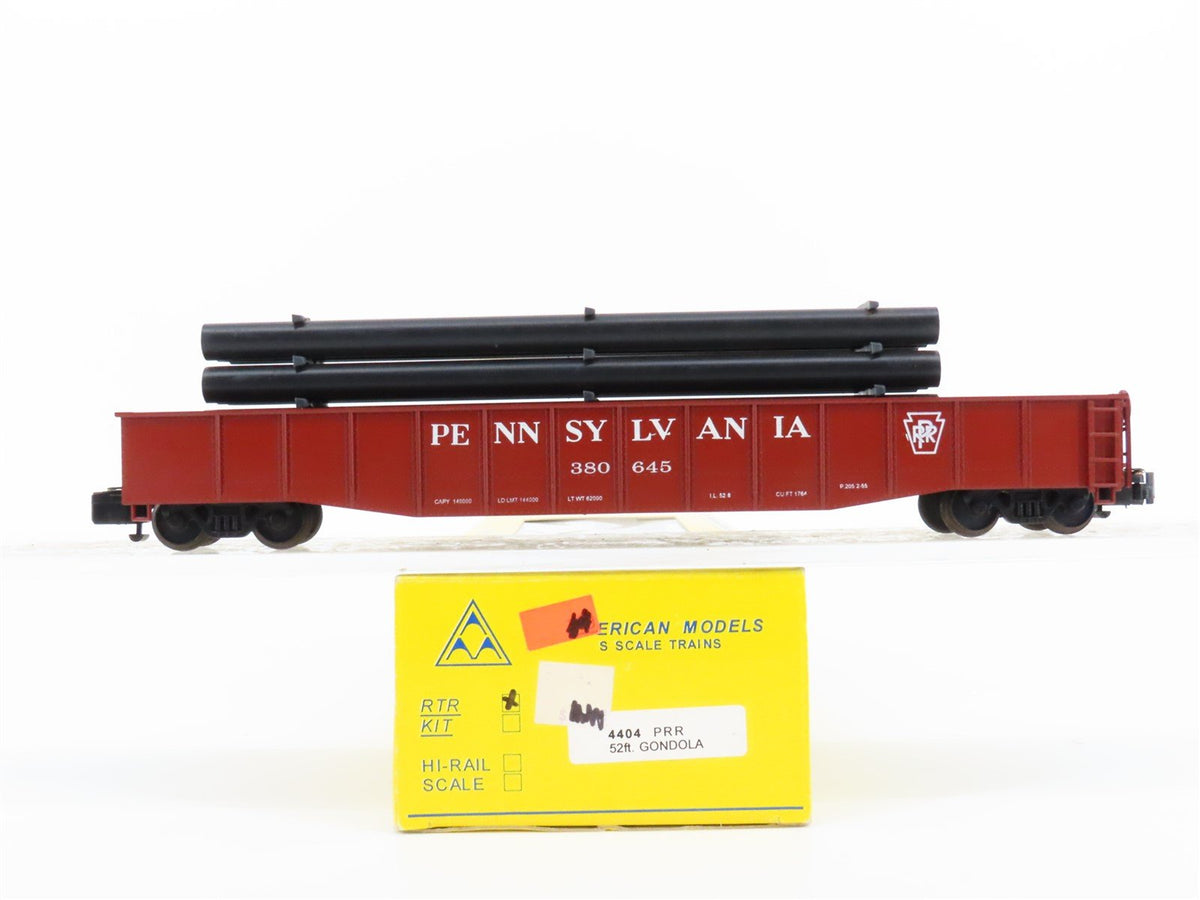 S Scale American Models 4404 PRR Pennsylvania 52&#39; Gondola #380645 w/ Load