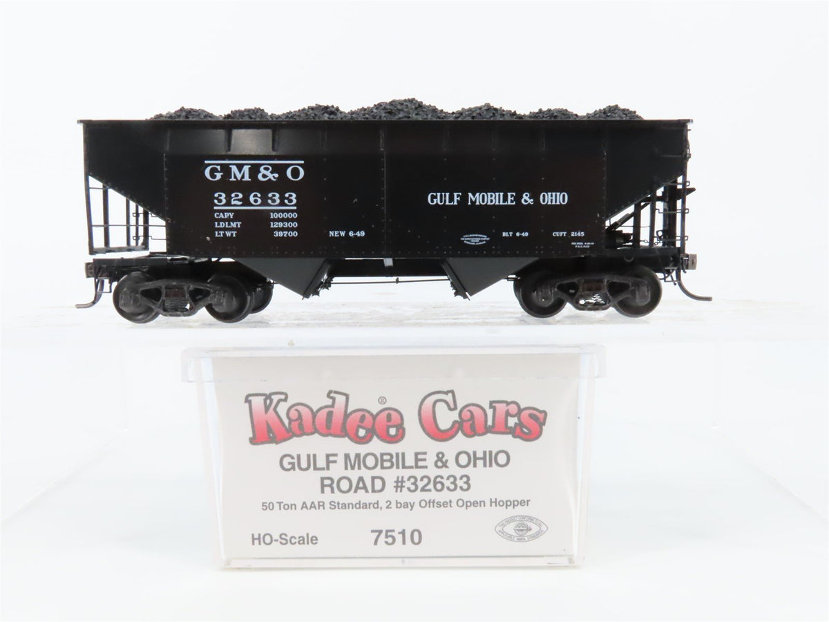 HO Scale Kadee 7510 GM&amp;O Gulf Mobile &amp; Ohio 50-Ton 2-Bay Hopper #32633 w/ Load