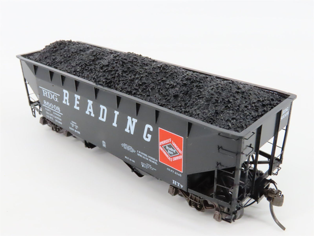 HO Scale Kadee 7010 RDG Reading 50-Ton 2-Bay Hopper Car #86008 w/ Load