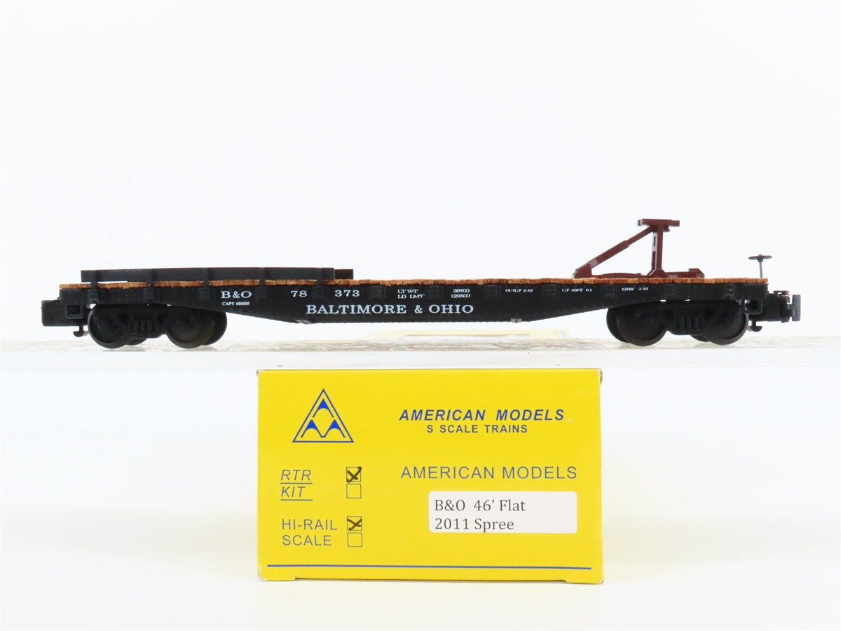 S Scale American Models 2011 B&amp;O Baltimore &amp; Ohio Railroad 46&#39; Flat Car #78373