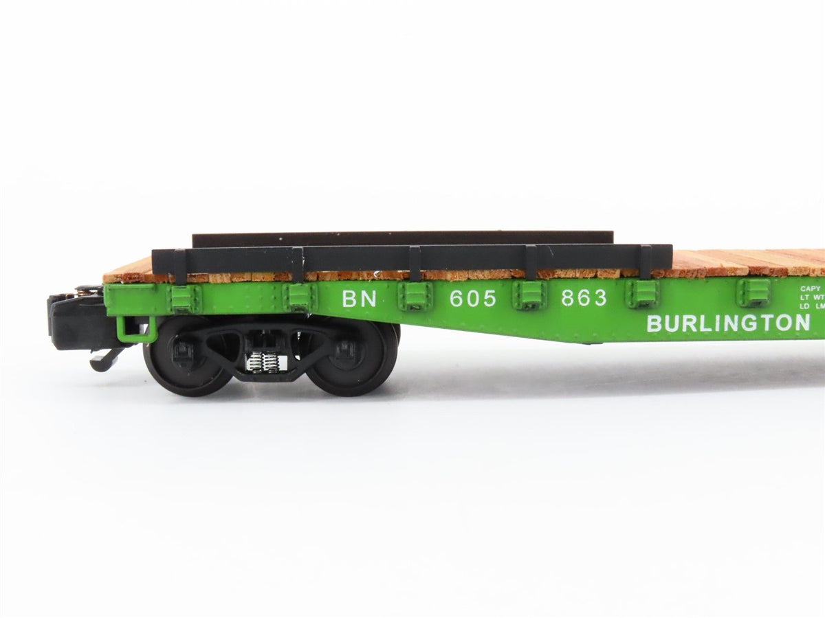 S Scale American Models 6003 BN Burlington Northern 46&#39; Flat Car #605863