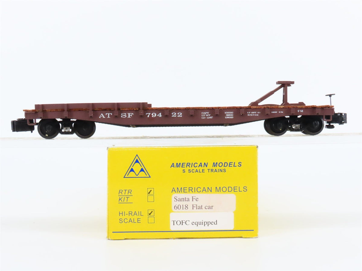 S Scale American Models 6018 ATSF Santa Fe Railroad Flat Car #79422