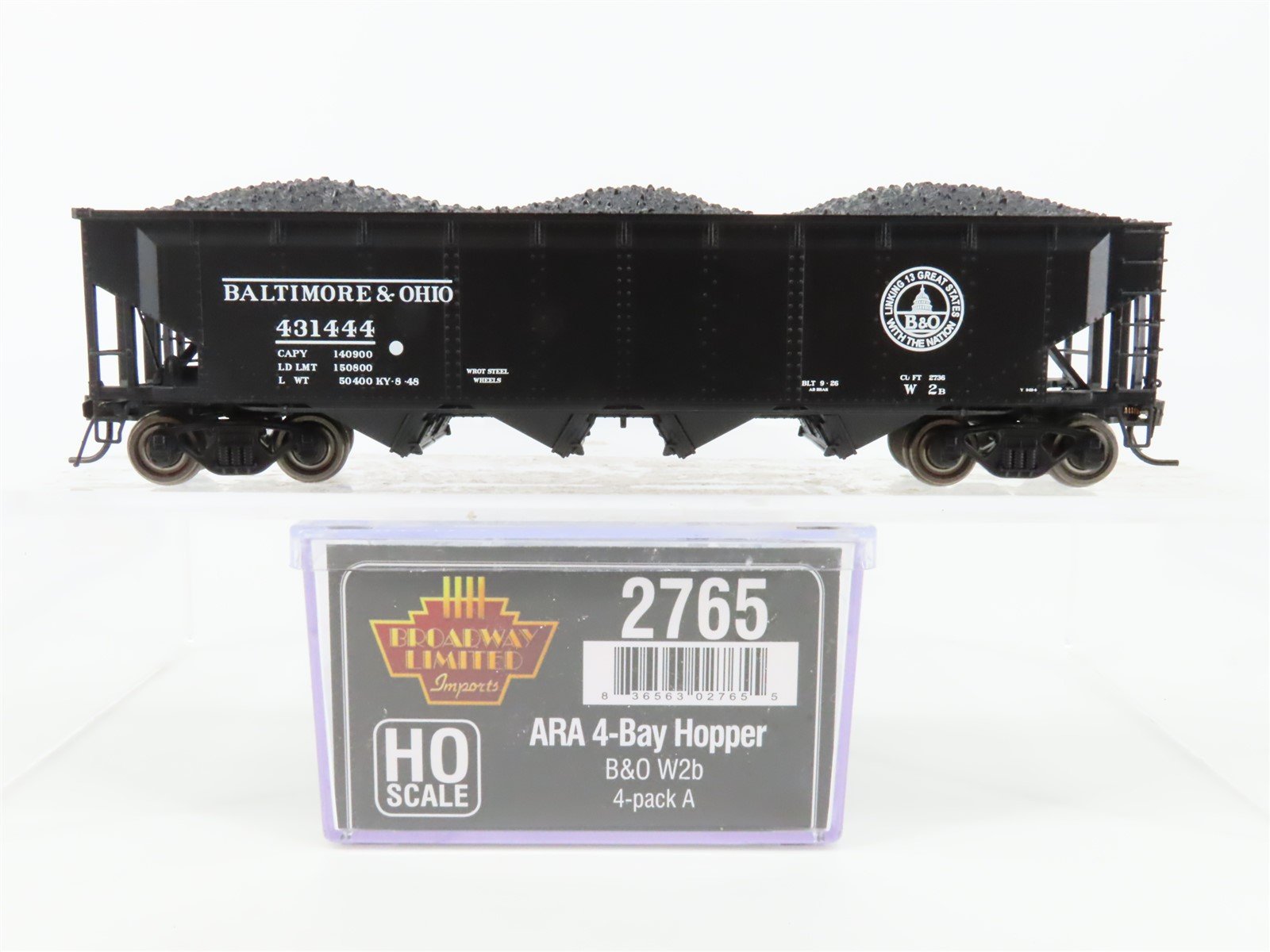 HO Broadway Limited BLI 2765 B&O Baltimore & Ohio 4-Bay Hopper Car #431444