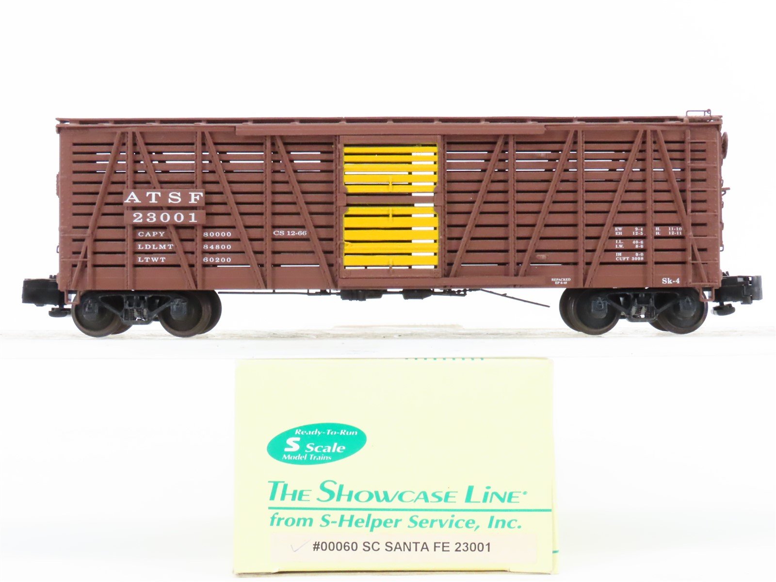 S Scale S-Helper Service Showcase Line 00060 ATSF Santa Fe Stock Car #23001