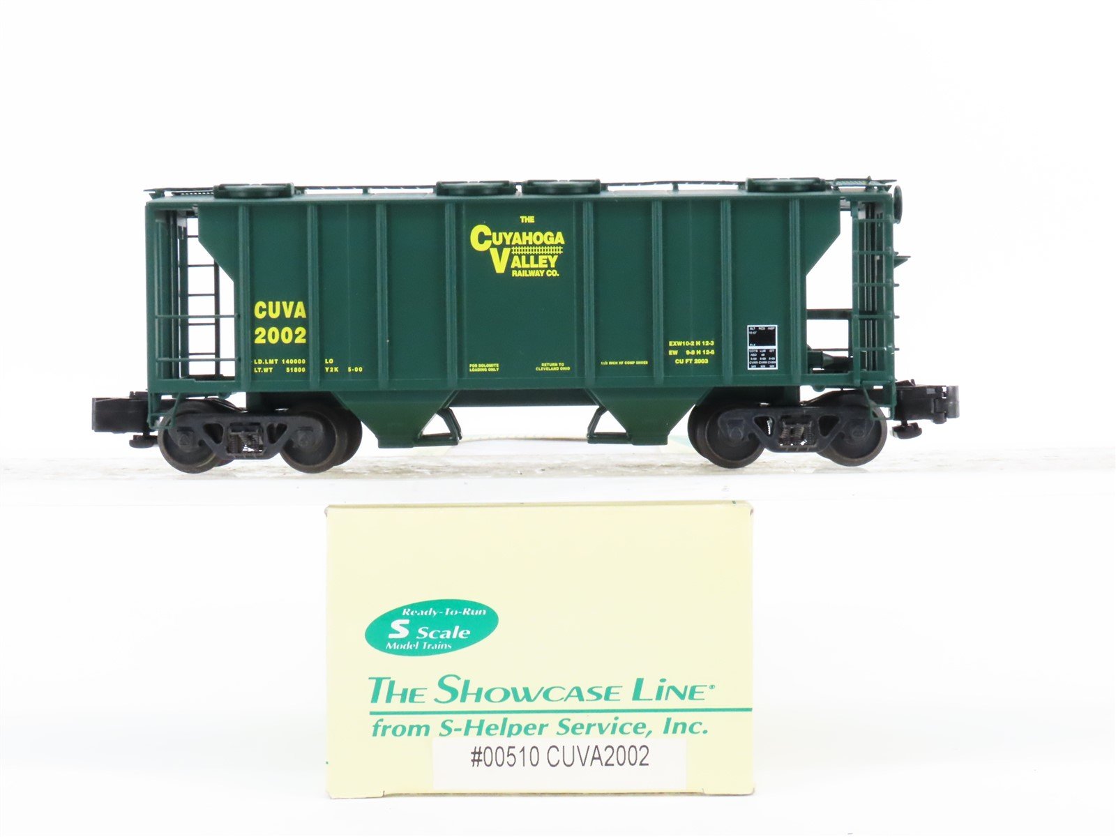 S Scale S-Helper Service Showcase Line 00510 CUVA Railroad 2-Bay Hopper #2002