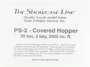 S Scale S-Helper Service Showcase Line 00008 PRR Railroad 2-Bay Hopper #257701