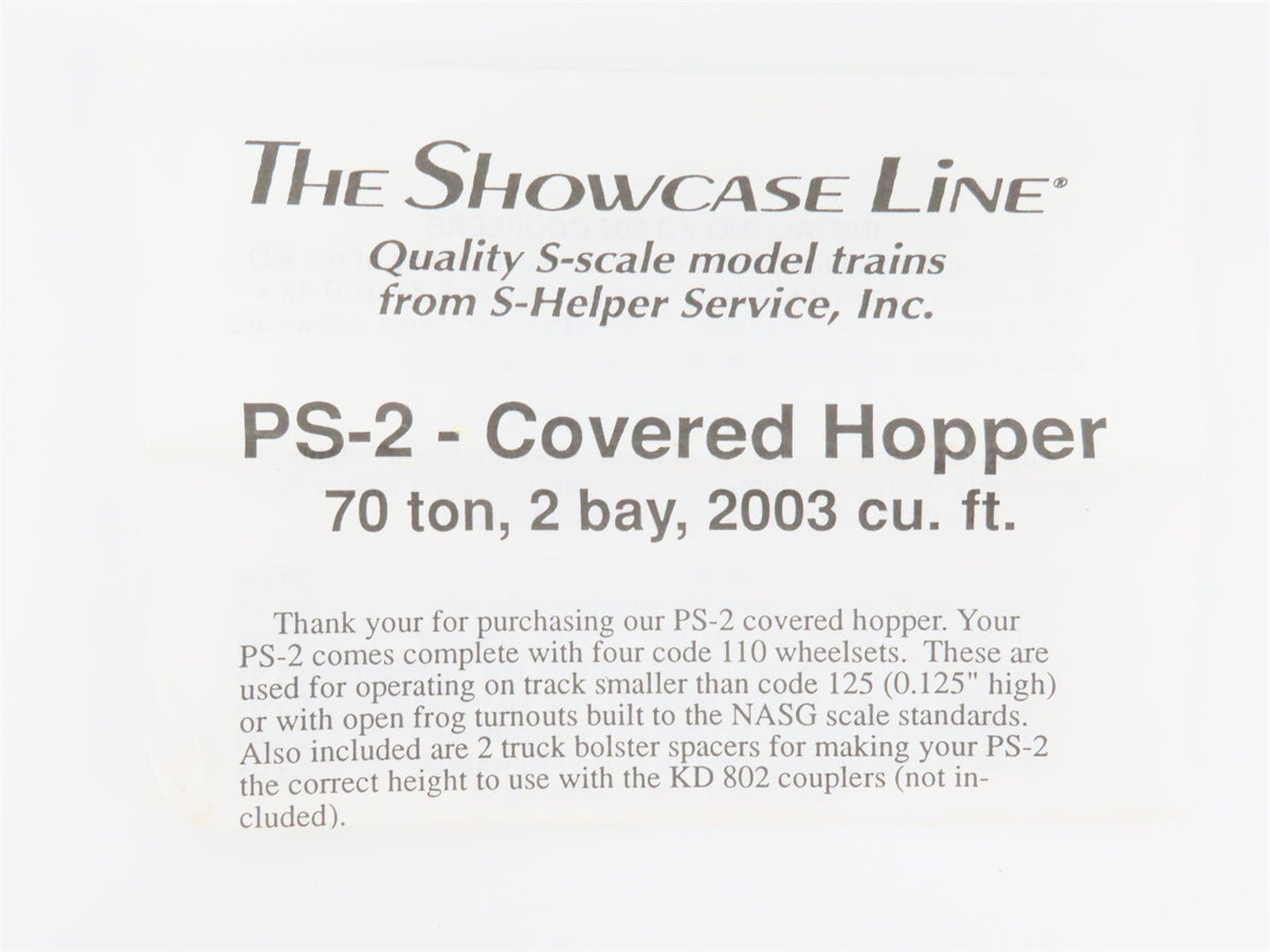 S Scale S-Helper Service Showcase Line 00084 PC Penn Central 2-Bay Hopper #74202