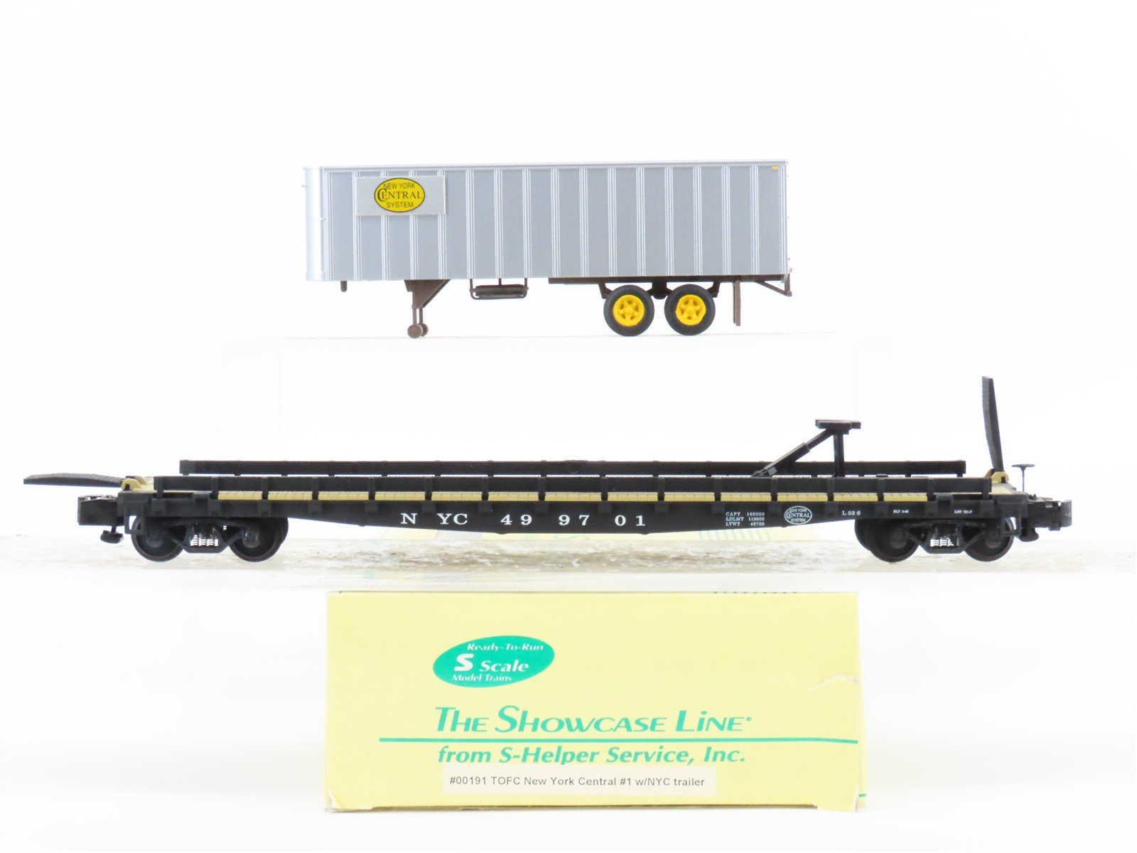 S Scale S-Helper Service Showcase Line 00191 NYC Flat Car #499701 w/ Trailer