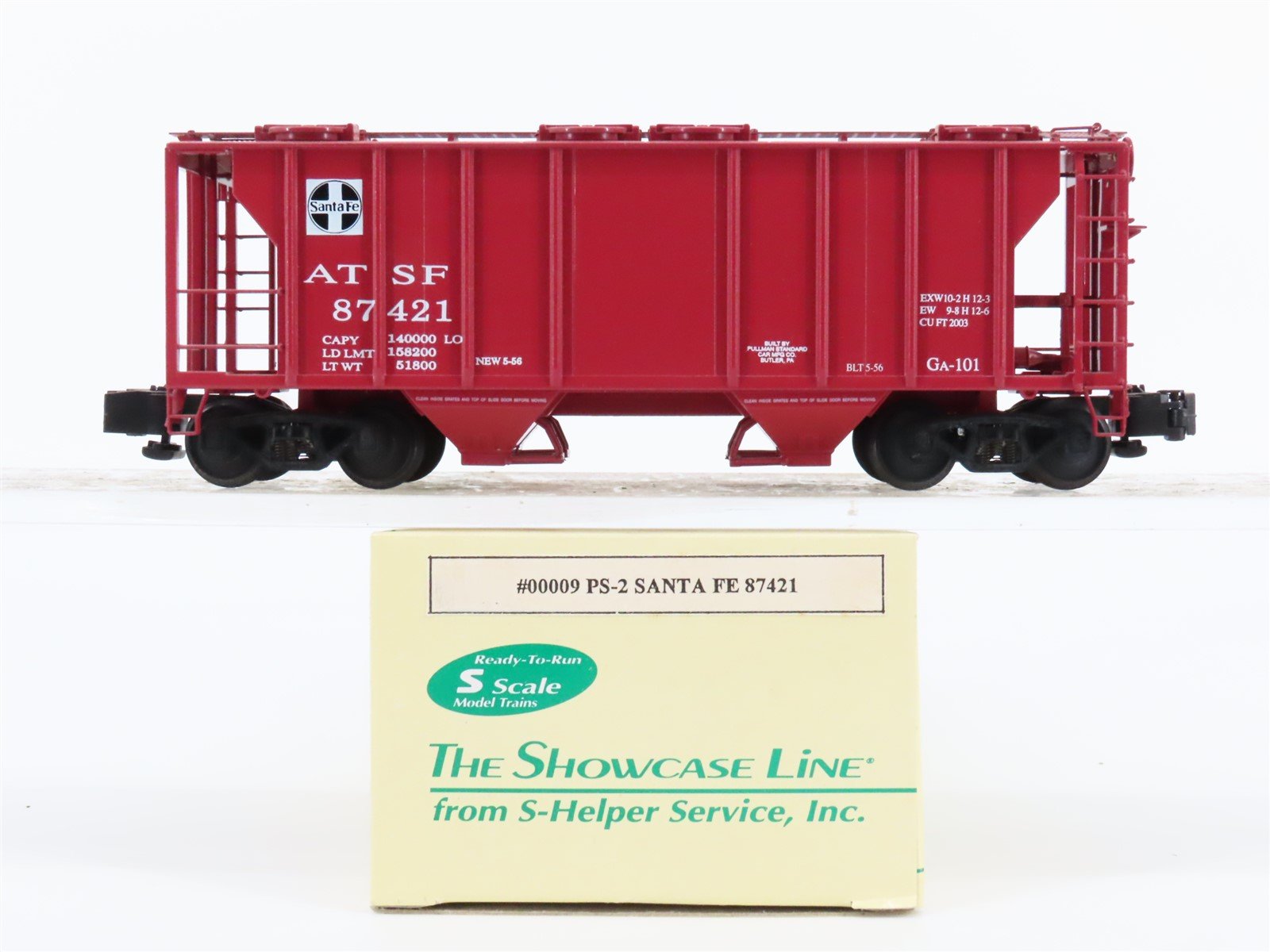 S Scale S-Helper Service Showcase Line 00009 ATSF Santa Fe 2-Bay Hopper #87421