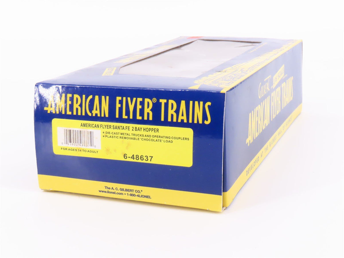 S Scale American Flyer 6-48637 ATSF Santa Fe Railroad 2-Bay Hopper 187227 w/Load