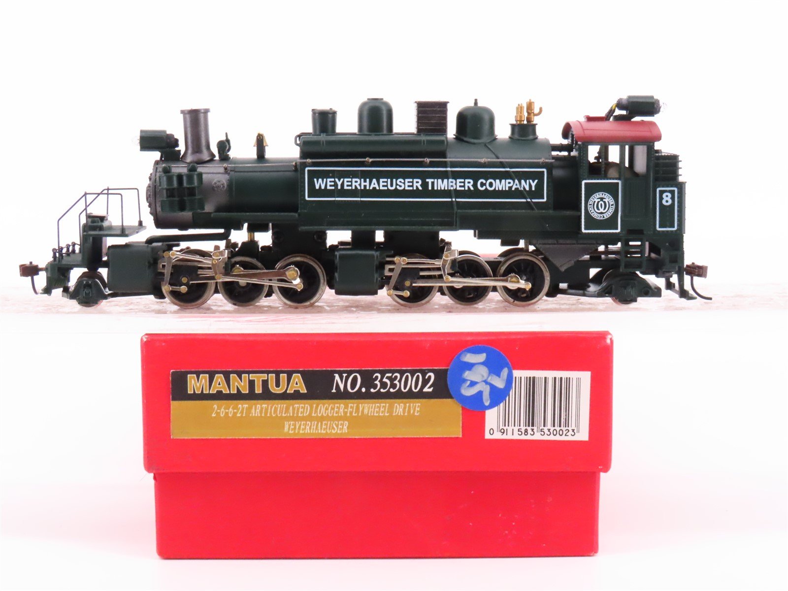 HO Scale Mantua 353002 Weyerhaeuser Timber Co Articulated 2-6-6-2T Steam Loco #8