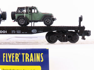 S Scale American Flyer 6-44000 TCA 2017 P&LE Railroad Flat Car #16001 w/ 2 Jeeps