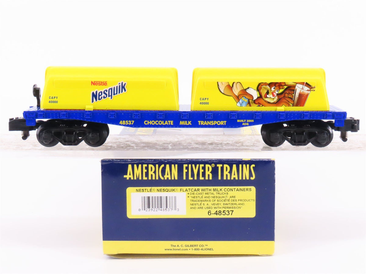 S Scale American Flyer 6-48537 Nestle Nesquik Flat Car #48537 w/ Milk Containers