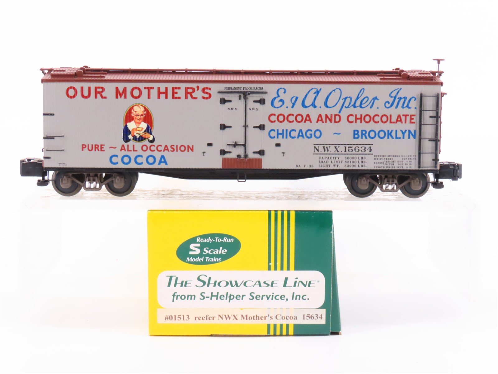 S Scale S-Helper Showcase 01513 NWX Mother's Cocoa 40' Wooden Reefer #15634