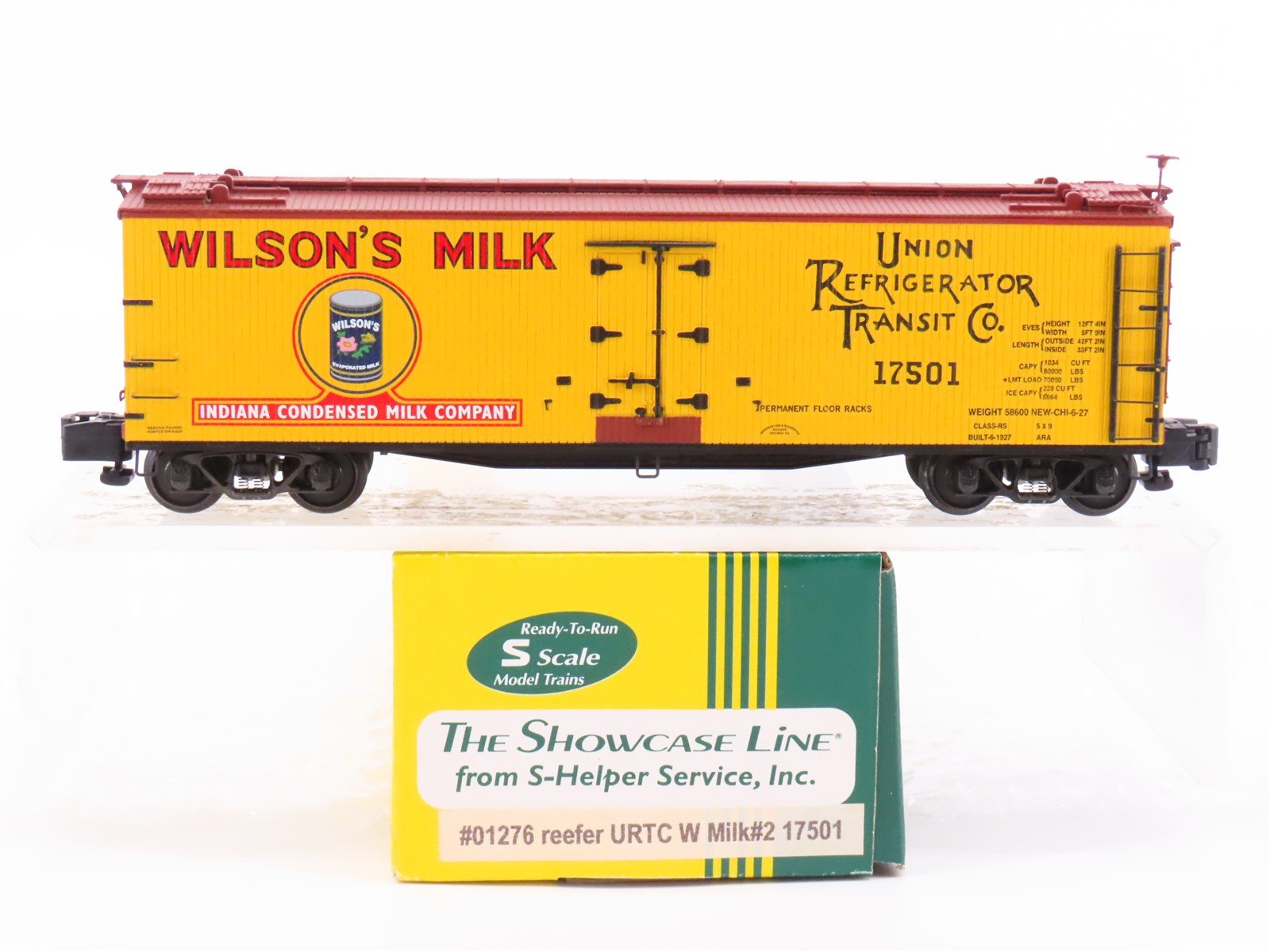 S Scale S-Helper Showcase 01276 URTC Wilson's Milk 40' Wooden Reefer #17501