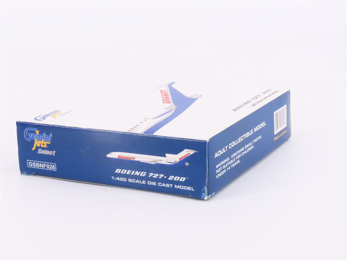 1:400 Scale GeminiJets Select Die-Cast Braniff Boeing 727-200 Jet Airliner