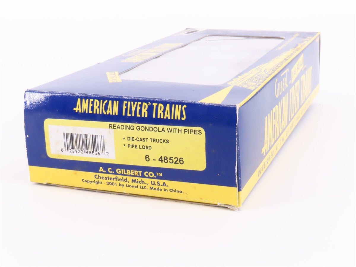 S Scale American Flyer 6-48526 RDG Reading Lines Gondola #38708 w/ Pipes