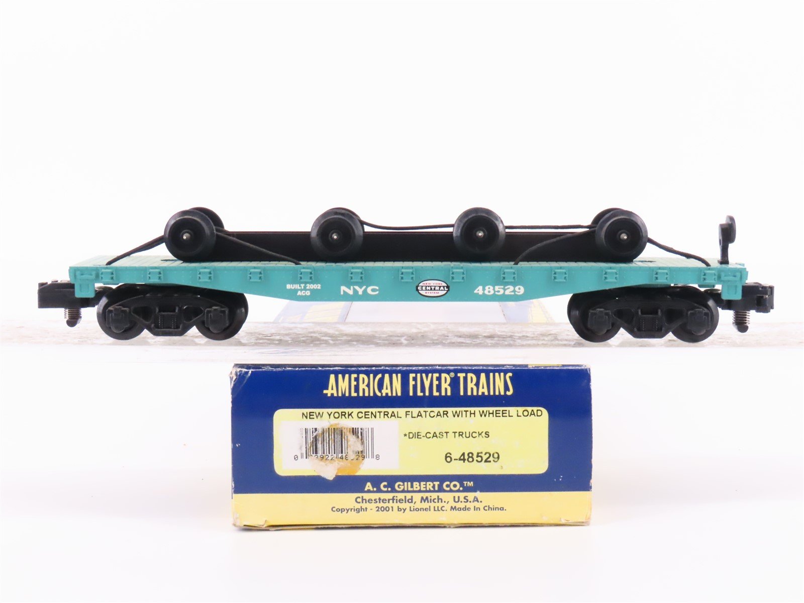 S Scale American Flyer 6-48529 NYC New York Central Flat Car 48529 w/ Wheel Load