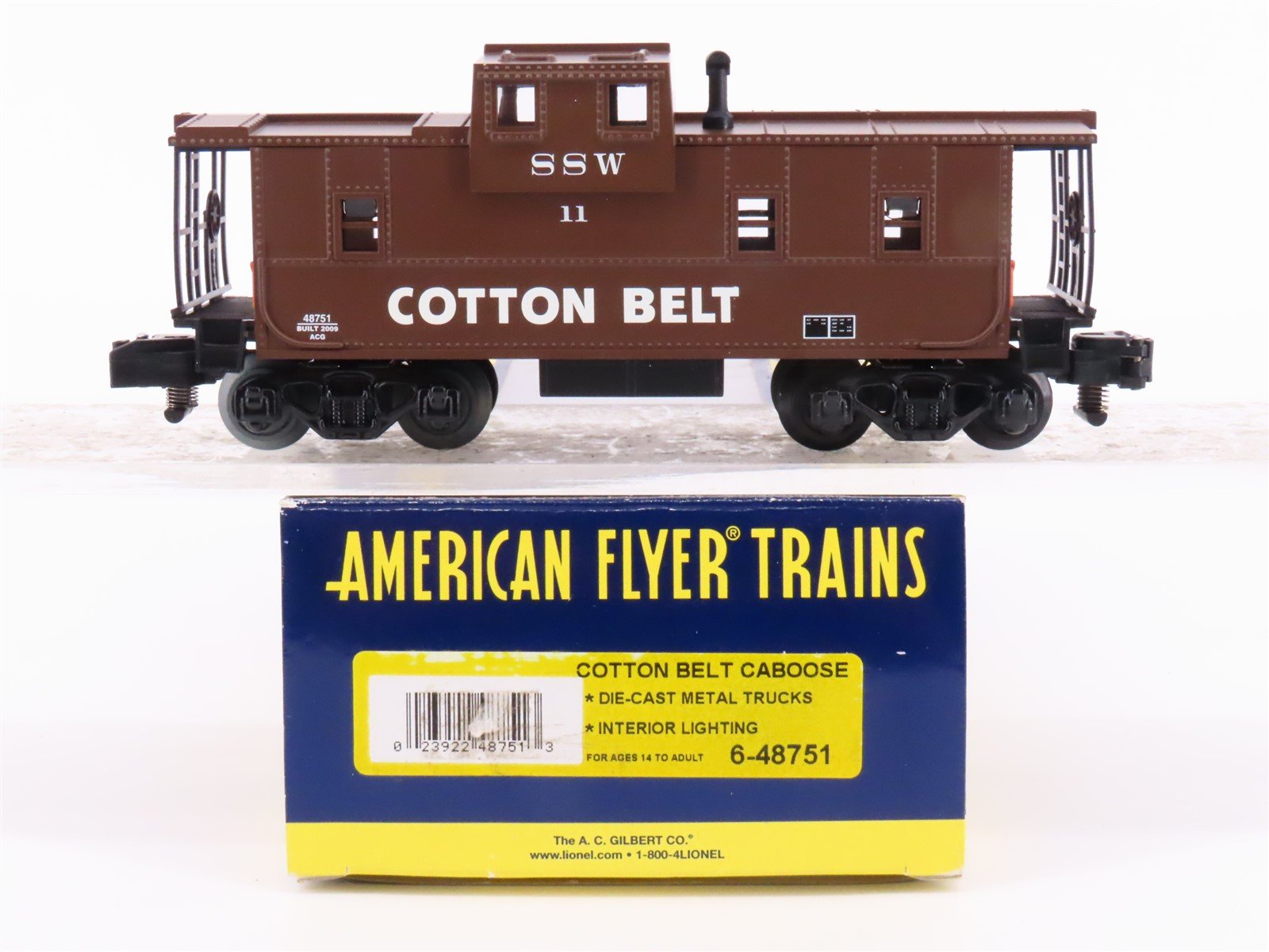 S Scale American Flyer 6-48751 SSW Cotton Belt Caboose #11 - Lighted