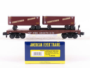 S Scale American Flyer 6-48548 PRR Pennsylvania Flat Car #480078 w/ Trailers