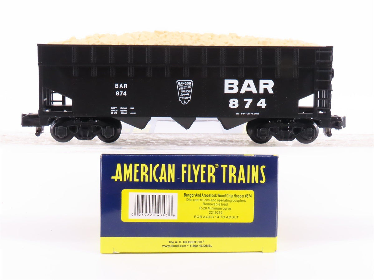 S Scale American Flyer 2219252 BAR Bangor &amp; Aroostook Wood Chip Hopper #874