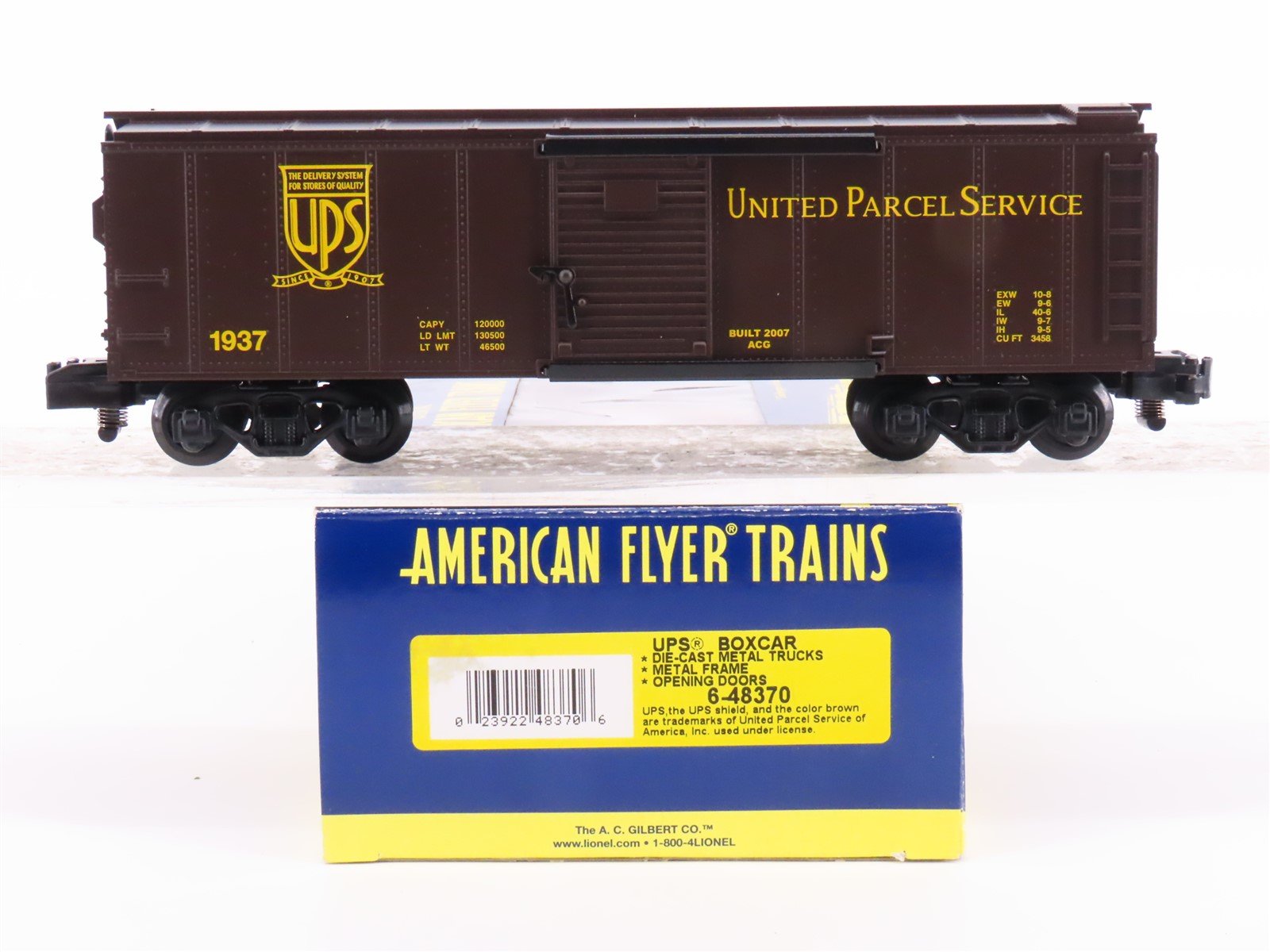 S Scale American Flyer 6-48370 UPS United Parcel Service Box Car #1937