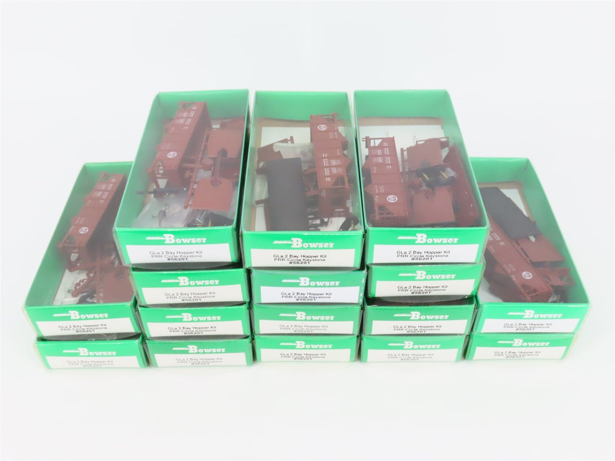 Lot of 16 HO Scale Bowser Kit #56201 PRR Pennsylvania GLa 2-Bay Hoppers w/Load