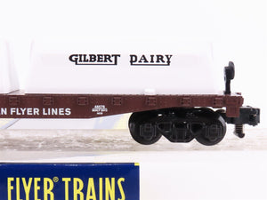 S Scale American Flyer 6-48576 Flat Car w/ Gilbert Dairy Milk Containers