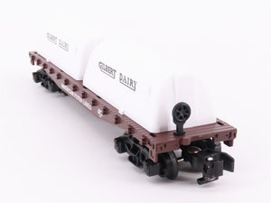 S Scale American Flyer 6-48576 Flat Car w/ Gilbert Dairy Milk Containers