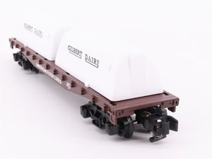 S Scale American Flyer 6-48576 Flat Car w/ Gilbert Dairy Milk Containers