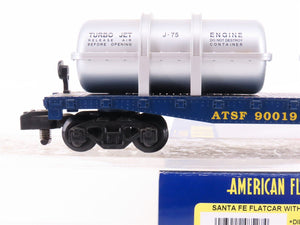 S American Flyer 6-48527 ATSF Santa Fe Flat Car #90019 w/ Jet Engine Containers