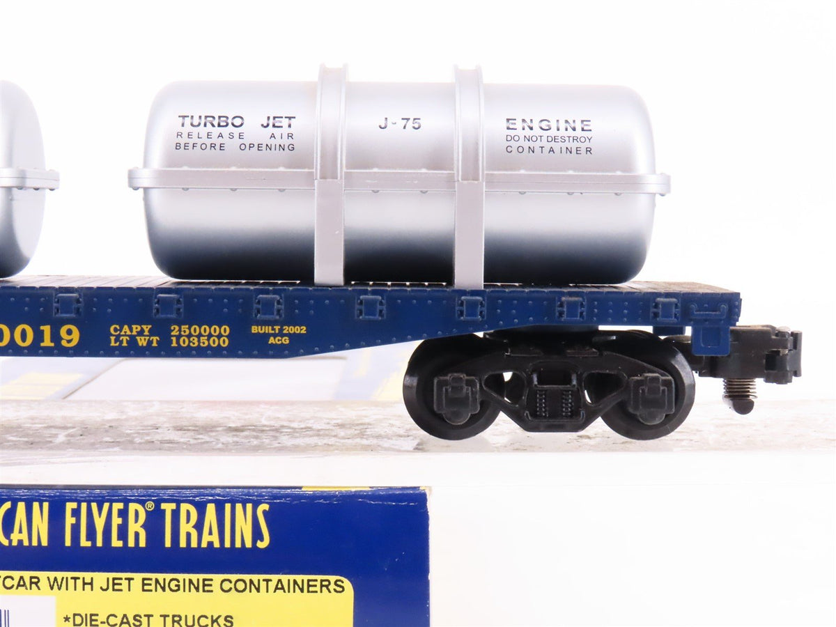 S American Flyer 6-48527 ATSF Santa Fe Flat Car #90019 w/ Jet Engine Containers