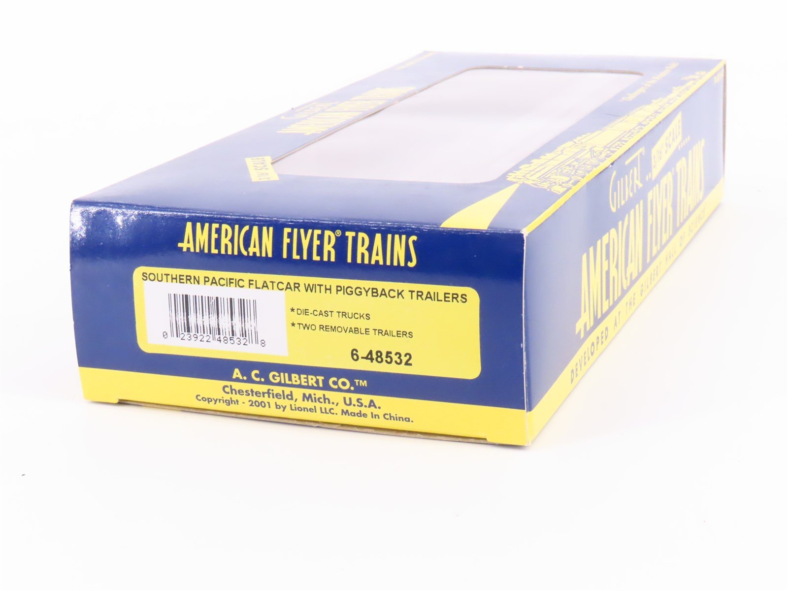 S Scale American Flyer 6-48532 SP Southern Pacific Flat Car #513183 w/ Trailers