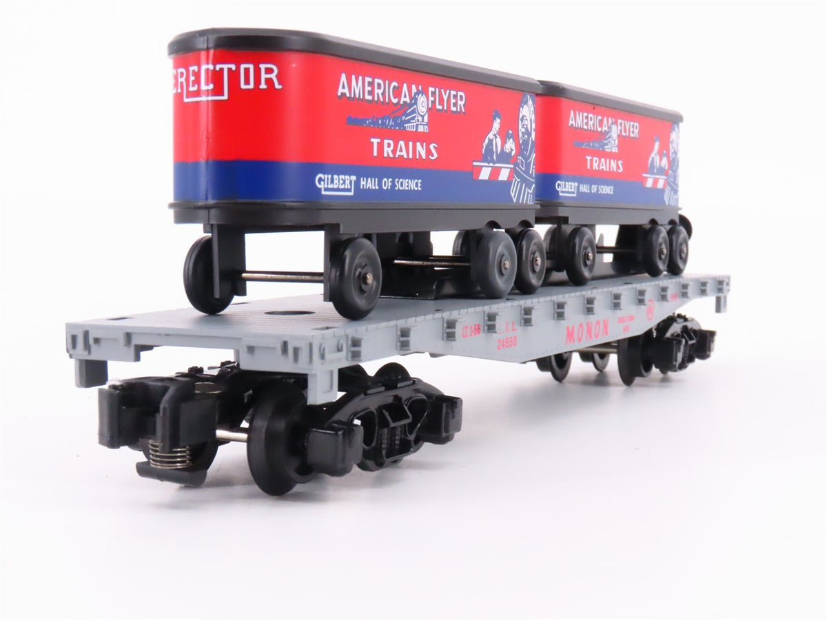 S Scale American Flyer 6-49818 CIL Monon Railroad Flat Car #24550 w/ Trailers