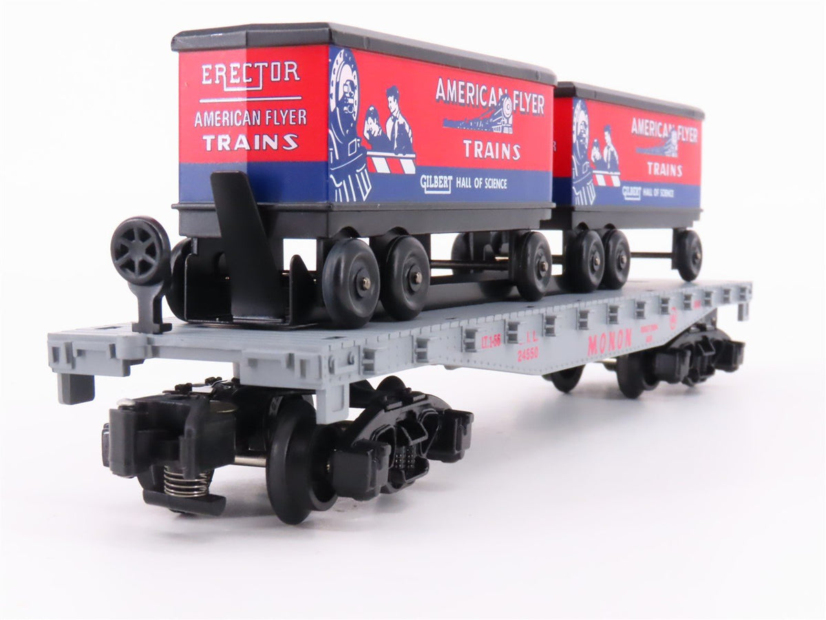 S Scale American Flyer 6-49818 CIL Monon Railroad Flat Car #24550 w/ Trailers