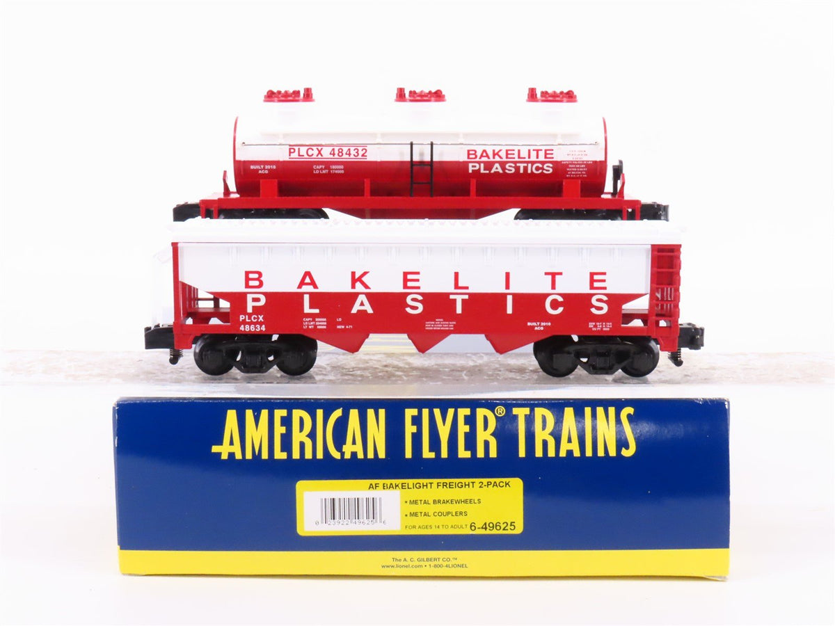 S Scale American Flyer 6-49625 PLCX Bakelite 3-Bay Hopper &amp; Tank Car Set 2-Pack