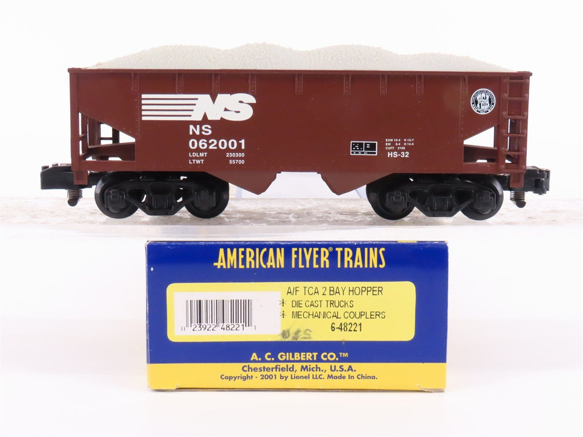 S Scale American Flyer 6-48221 TCA NS Norfolk Southern 2-Bay Hopper #062001