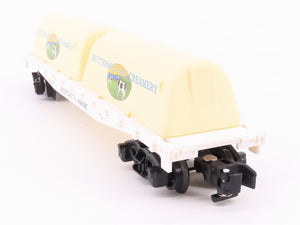 S Scale American Flyer 6-48569 BM Flat Car #48569 w/ Buttermilk Bay Milk Tanks