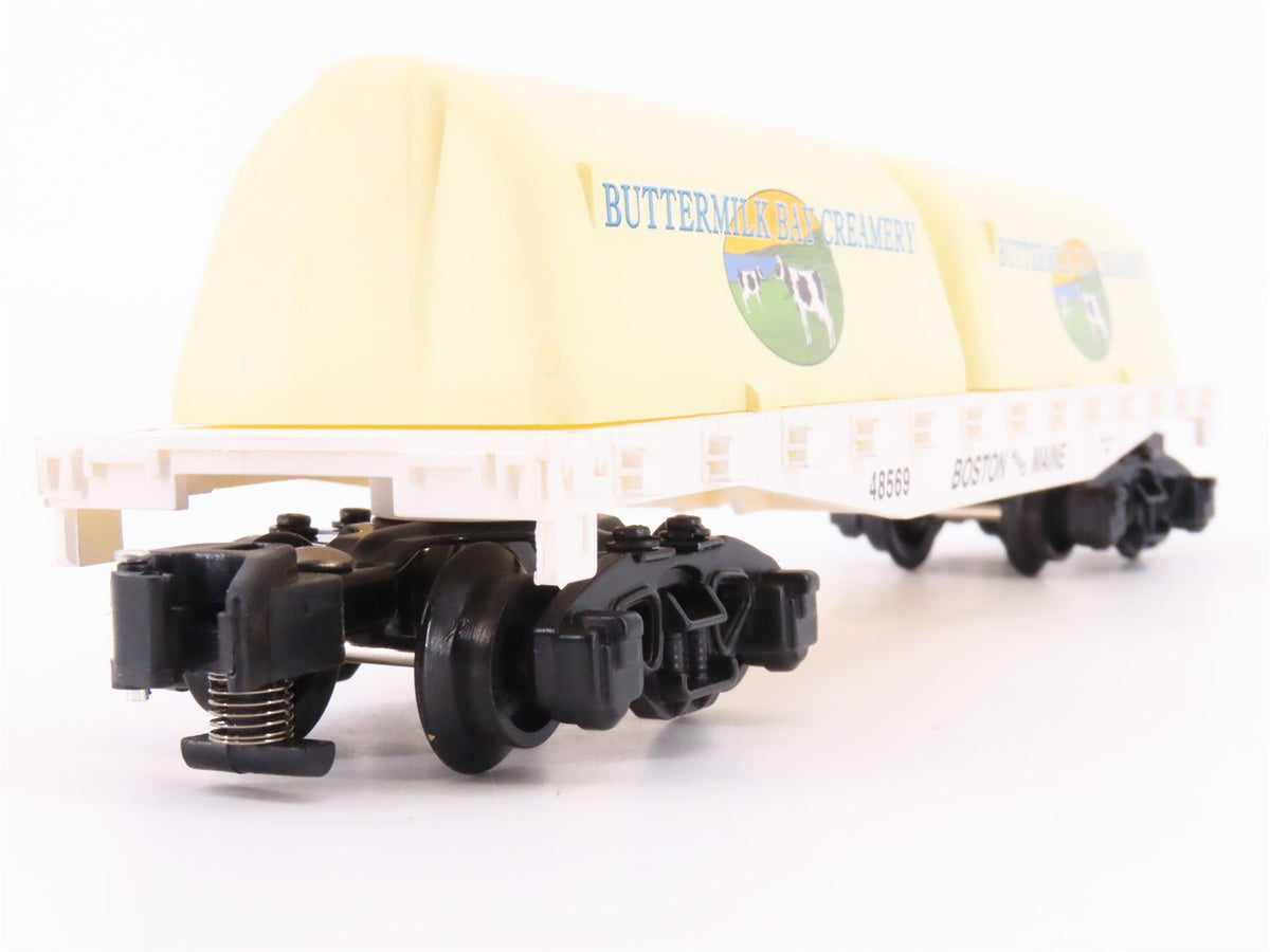 S Scale American Flyer 6-48569 BM Flat Car #48569 w/ Buttermilk Bay Milk Tanks