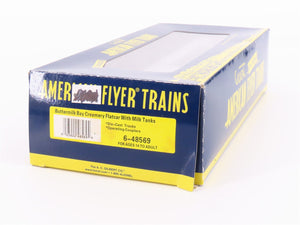 S Scale American Flyer 6-48569 BM Flat Car #48569 w/ Buttermilk Bay Milk Tanks