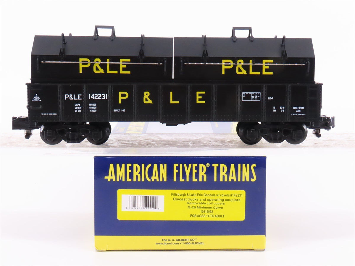 S American Flyer 10919092 P&amp;LE Pittsburgh &amp; Lake Erie Gondola #142231 w/ Covers