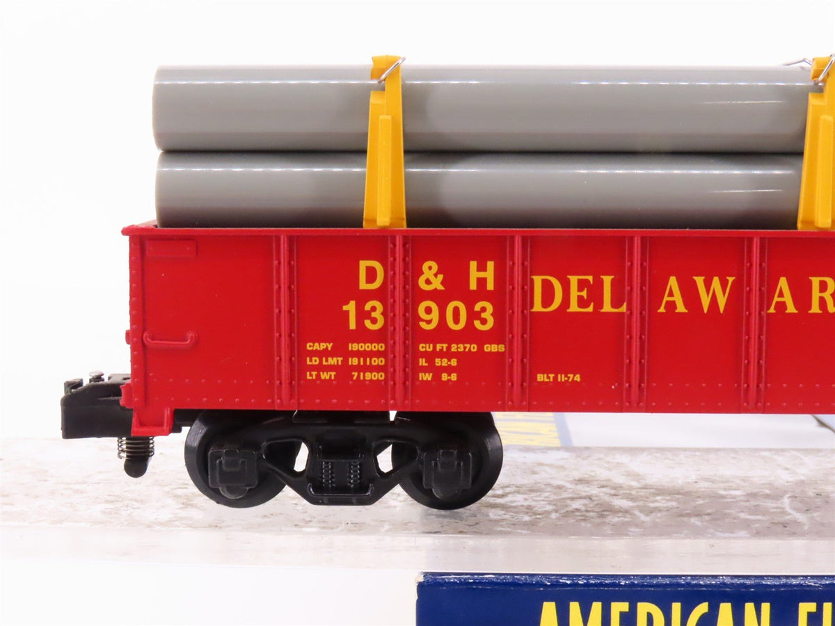 S Scale American Flyer 6-48541 D&amp;H Delaware &amp; Hudson Gondola #13903 w/ Pipe Load