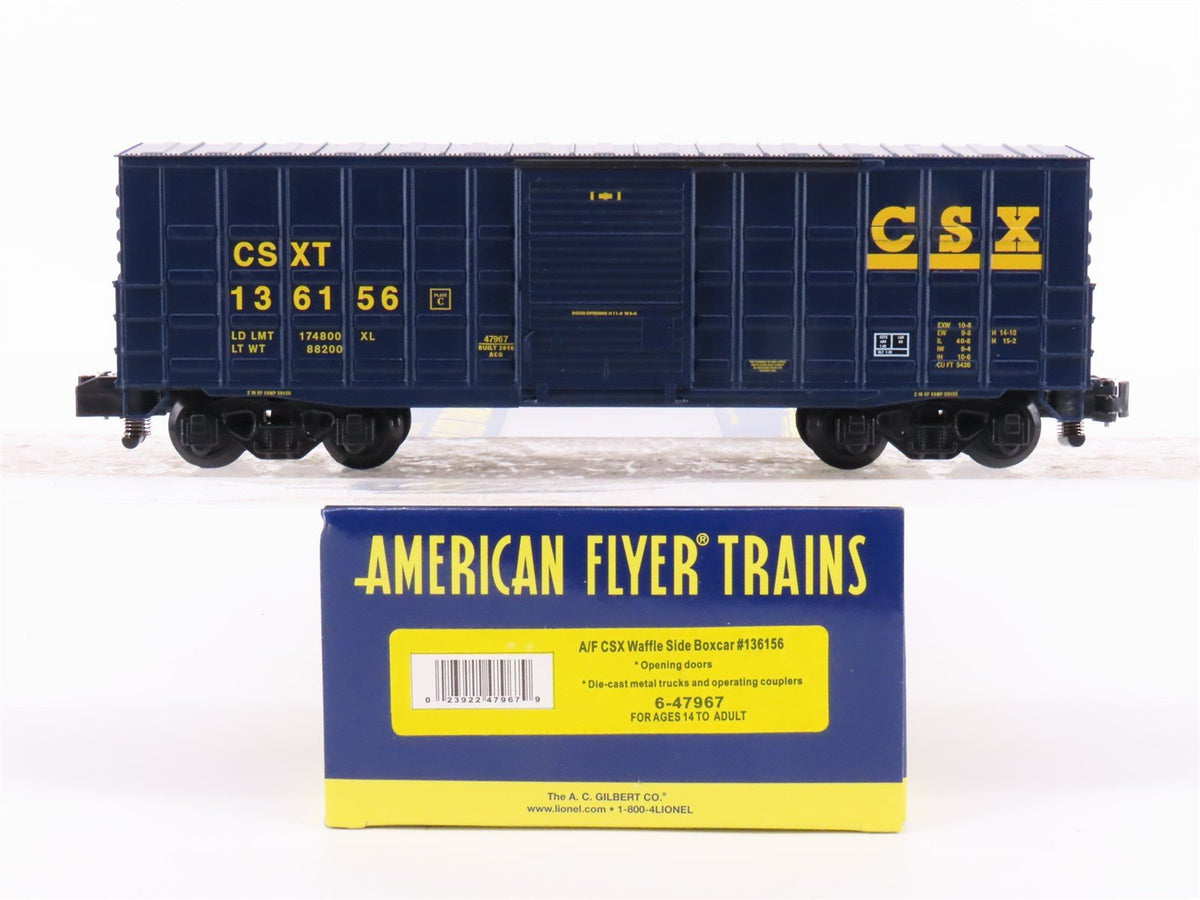 S Scale American Flyer 6-47967 CSXT Waffle Side Single Door Box Car #136156