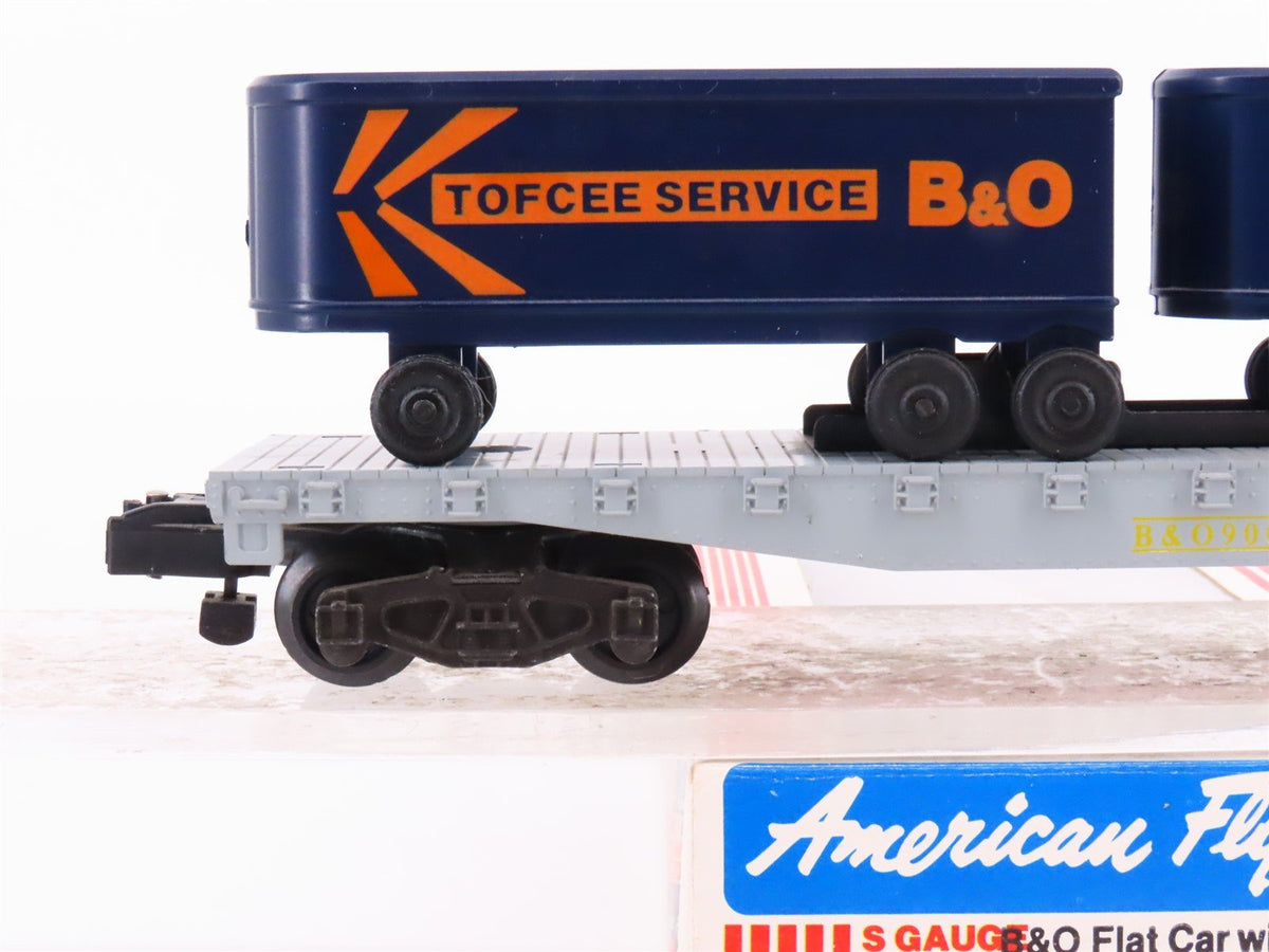 S Scale American Flyer 4-9000 B&amp;O Baltimore &amp; Ohio Flat Car #9000 w/ Vans