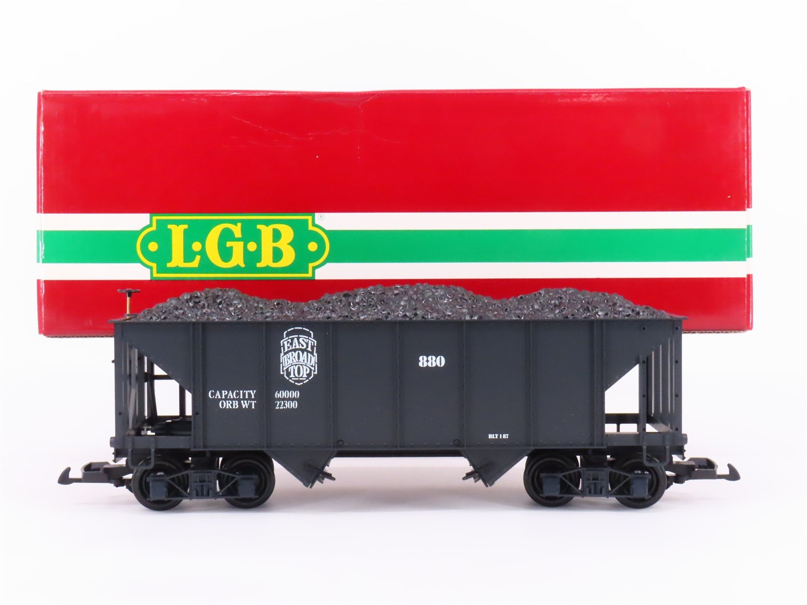 G Scale LGB 4076 East Broad Top 2 Bay Hopper Car #880 w/Coal Load