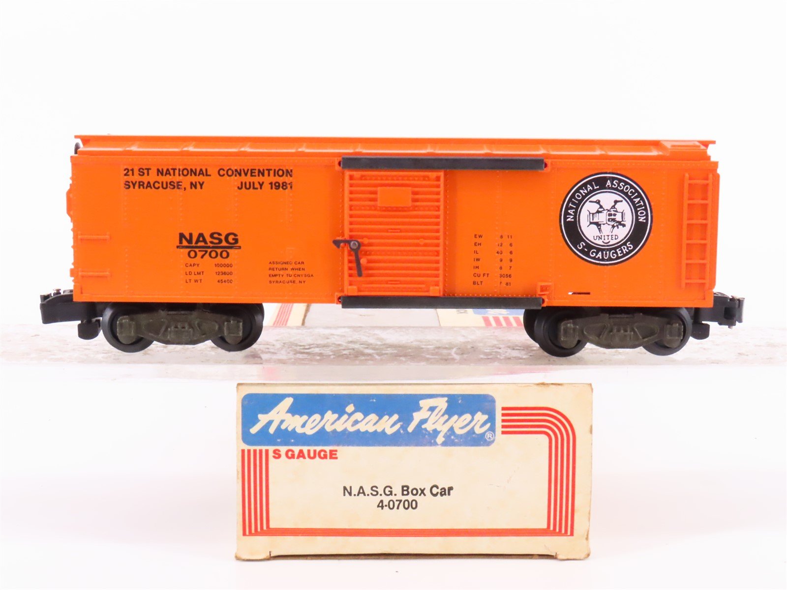 S Scale American Flyer 4-0700 NASG National Association S-Gaugers Box Car #0700